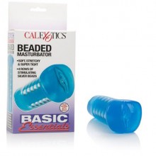 Полупрозрачный мастурбатор-вагина «Beaded Masturbator» из серии Basic Essentials от компании California Exotic Novelties, цвет синий, SE-1786-12-3, бренд CalExotics, длина 13 см.