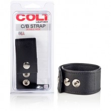 Утяжка на член «DBL Wide Leather Strap» из коллекции Colt от компании California Exotic Novelties, цвет черный, SE-6843-10-2