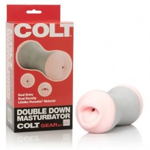 Двойной мастурбатор ротик-анус «Doble Down Masturbator» из серии Colt Gear от California Exotic Novelties, цвет розовый, SE-6881-10-3, бренд CalExotics, из материала TPE, длина 14 см.