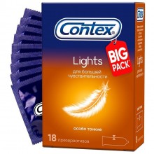 Презервативы из латекса «№18 Lights» особо тонкие от компании Contex, упаковка 18 шт, Contex 18 Lights, длина 18 см.