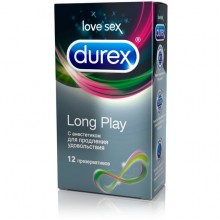 Презервативы «№12 Long Play» с анестетиком для продления удовольствия от компании Durex, упаковка 12 шт, Durex 12 Long Play, цвет Прозрачный, 12 мл.