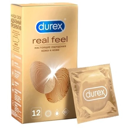 Презервативы «№12 Real Feel» для естественных ощущений от компании Durex, упаковка 12 шт, Durex 12 Real Feel, из материала Латекс, длина 19.5 см., со скидкой