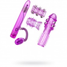 Вибратор и виброяйцо с набором насадок от компании ToyFa, цвет фиолетовый, 885106, длина 15.2 см.