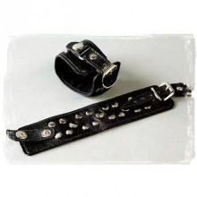 Декоративные наручники на кожаной подкладке от компании Подиум, цвет черный, Р291, бренд Фетиш компани
