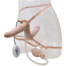 Женский страпон «Double Pleasure Inflatable Strap On» с вагинальной пробкой от компании Gopaldas, цвет телесный A004W1F093Y4SC, длина 11.5 см.