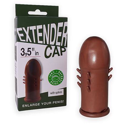 Насадка-удлинитель на пенис с усиками из натурального латекса от компании СК-Визит, цвет коричневый, 3237sit, длина 9 см.