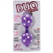 Классические вагинальные шарики «Duo Balls» от компании Gopaldas, цвет фиолетовый, 05-128, из материала TPR, длина 4 см.