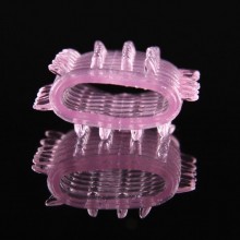 Cквозная насадка на пенис с усиками от компании White Label, цвет розовый, 47203-MM, из материала ПВХ, длина 4.5 см., со скидкой