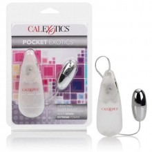Классическое виброяйцо с пультом управления «Pocket Exotics» от компании California Exotic Novelties, цвет серебристый, SE-1105-05-2, бренд CalExotics, из материала Пластик АБС, длина 5 см., со скидкой
