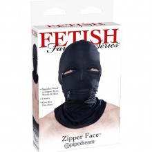 Маска на голову из спандекса для эротических игр «Zipper Face Hood - Black» из серии Fetish Fantasy Series от PipeDream, цвет черный, размер OS, PD3858-23, One Size (Р 42-48), со скидкой