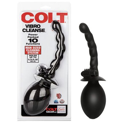 Анальный душ «Vibro Cleanse» с вибрацией из серии Colt Gear от California Exotic Novelties, цвет черный, SE-6874-30-2, из материала TPR