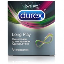 Презервативы для продления удовольствия «Long Play» от компании Durex, упаковка 3 шт, Durex Long Play №3, цвет Прозрачный