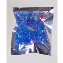 Эрекционное кольцо с вибрацией и подхватом мошонки от компании SexToy, цвет голубой, 00128-A-1, из материала TPE, диаметр 3 см., со скидкой