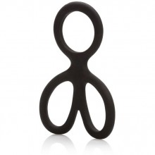 Эрекционное кольцо с подхватами для мошонки «Silicone Ball Spreader» от компании California Exotic Novelties, цвет черный, SE-1426-03-2, бренд CalExotics, длина 10.2 см., со скидкой
