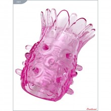 Сквозная насадка «Ананасик» от компании Eroticon, цвет розовый, 31017, из материала TPE, длина 5 см.