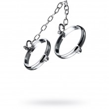 Небольшие металлические наручники с цепочкой из серии Metal от компании ToyFa, цвет серебристый, 717185-S, длина 5 см.