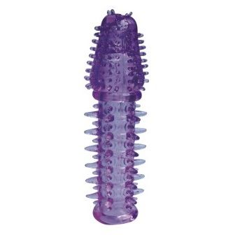 Силиконовая насадка на пенис с закрытой головкой и шишечками от компании SexToy, цвет фиолетовый, 00245-3, длина 9 см., со скидкой