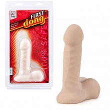 Реалистичный мягкий фаллоимитатор «First Dong» от компании Erotic Fantasy, цвет телесный, EF-T208, бренд EroticFantasy, из материала TPR, длина 13.5 см.