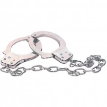 Наручники из металла с длинной цепочкой «Chrome Handcuffs» от компании NMC, цвет серебристый, размер OS, 160219, One Size (Р 42-48)