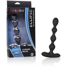Анальный стимулятор «Eclipse Slender Beads» с эргономичным основанием от компании California Exotic Novelties, цвет черный, SE-0383-10-3, бренд CalExotics, из материала Силикон, со скидкой