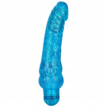 Ребристый изогнутый вибратор для женщин «Sparkle Glitter Jack-Blue», цвет голубой, California Exotic Novelties SE-0795-10-2, бренд CalExotics, из материала ПВХ