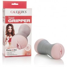 Двойной мужской мастурбатор «Travel Gripper Pussy & Ass - Pink», цвет розовый, California Exotic Novelties SE-0929-15-3, бренд CalExotics, длина 14 см.