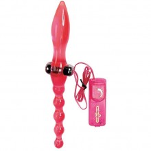 Двухсторонний анальный стимулятор «Sex Squid Diuble-Ender» с вибрацией от компании Gopaldas, цвет розовый, 2K299VCPR BCD GP, длина 31 см.