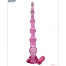 Гелевый анальный конус с вибропулькой «Beaded Butt Plug» от компании Eroticon, цвет розовый, 31032, длина 22 см.