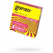 Презервативы латексные «Long love №3» с анестетиком от компании Ganzo, упаковка 3 шт, 0701-013, длина 18 см., со скидкой
