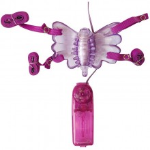 Вибробабочка на ремешках от компании Erowoman-Eroman, цвет розовый, BIOEE-10202, длина 7 см.