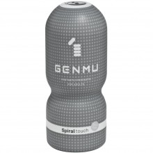 Мастурбатор с эффектом вакуума и рельефом «Spiral Touch» от компании Genmu, цвет серый, GM00024, из материала Силикон, длина 15.8 см.