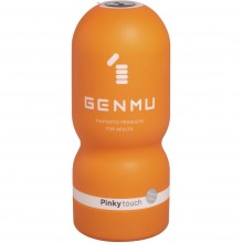 Мастурбатор с эффектом вакуума и рельефом «Pinky» от компании Genmu, цвет оранжевый, GM00031, из материала Силикон, длина 15.8 см.