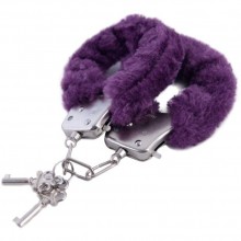Металлические наручники с мехом из коллекции «Theatre» от ToyFa, цвет фиолетовый, размер OS, 951035, длина 28 см.