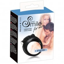 Эрекционное виброкольцо из силикона для мужчин Smile «Vibro-penis Ring - Stayer», цвет черный, You 2 Toys 5848780000, длина 5.2 см.