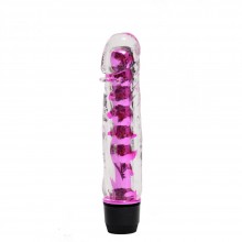 Гелевый вагинальный вибратор-реалистик с дополнительными пупырышками, цвет розовый, 4sexdream 47487-MM, длина 17 см.