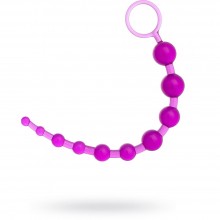 Анальная цепочка классической формы с кольцом, цвет фиолетовый, ToyFa 881302-4, из материала пластик АБС, длина 25 см.