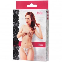 Эротические женские стринги с доступом и бантиками «Alice», цвет белый, размер 46-48, Lola Lingerie Alice