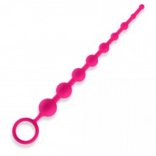 Розовая анальная цепочка из 9 шариков, длина 30 см.