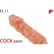 Утолщающая насадка на фаллос с крупными бугорками «Cock Sleeve», цвет телесный, Kokos Es.011, из материала TPR, длина 14.7 см., со скидкой