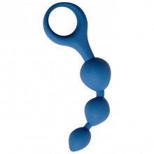 Силиконовые анальные шарики «Moons» с кольцом, цвет голубой, Le Frivole Costumes 05506, цвет Синий, длина 13 см., со скидкой