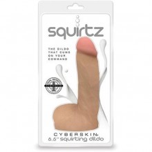 Фаллоимитатор с функцией семяизвержения «Squirtz CyberSkin 8.5 Squirting Dildo», цвет телесный, Topco Sales 1115201, из материала TPR, длина 21.6 см.