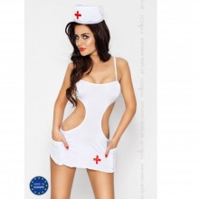 Костюм соблазнительницы-медсестры «Akkie» для ролевых игр, цвет белый, размер L/XL, Passion Akkie set, из материала Полиэстер, со скидкой