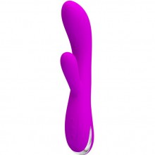 Вагинальный вибратор для точки G с клиторальным стимулятором и функцией нагрева Pretty Love «Wilbur», цвет фиолетовый, Baile BI-014588, длина 20.5 см.