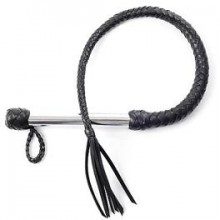 Однохвостая плеть с хромированной ручкой и петлей, цвет черный, СК-Визит 4013-1, длина 70 см.
