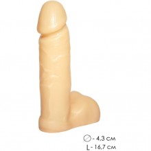 Реалистичный фаллос с крупной мошонкой полый «№4» цвет телесный, Джага-Джага, BIO100-04 BU SB, коллекция 100-ХХ Джага-Джага, длина 16.7 см.