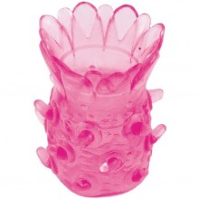 Розовая рельефная насадка на пенис цвет розовый, ToyFa 888001, длина 5 см.