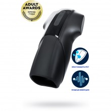 Необычный хай-тек мастурбатор «Men Vibration» из силикона, цвет черный, Satisfyer EE73-626-0617, длина 14.5 см.