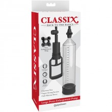 Ручная вакуумная помпа для мужчин с насосом Classix «XL Penis Enlargement Pump», цвет черный, PipeDream PD1971-00, из материала Пластик АБС, длина 25 см.