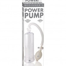 Ручная вакуумная помпа для мужчин с грушей «Beginners Power Pump», цвет белый, PipeDream PD3241-20, из материала Пластик АБС, длина 19 см.