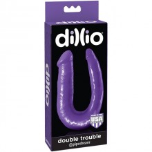 Двухсторонний фаллоимитатор Dillio «Purple - Double Trouble», цвет фиолетовый, PipeDream PD5310-12, длина 34.3 см.